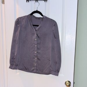 Splash Charcoal Textured V-Neck Blouse